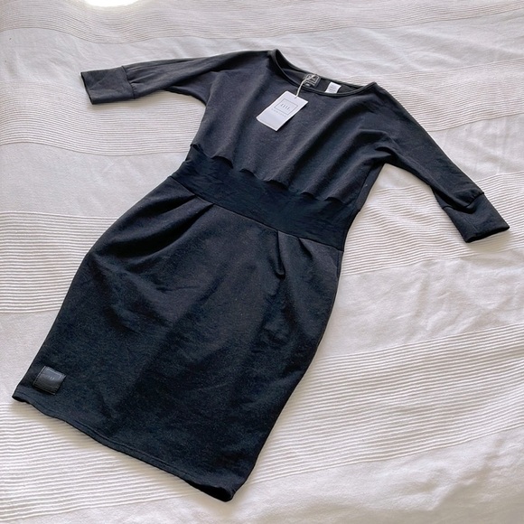 Numinou Gray and Black Colourblock Midi Dress Size 38 NWT - Picture 1 of 8
